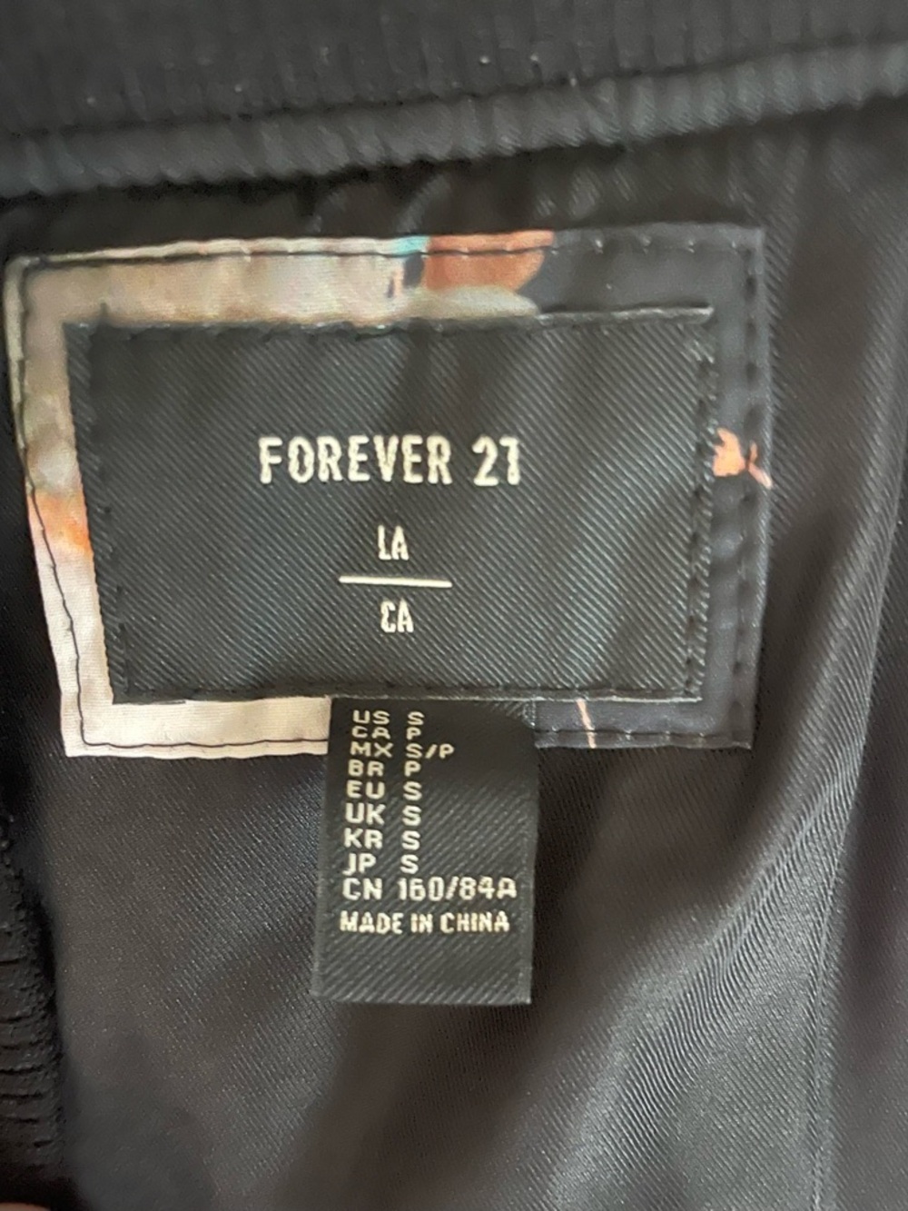 Forever 21 Black Floral Bomber Jacket with Multicolor Flowers - Picture 2 of 8